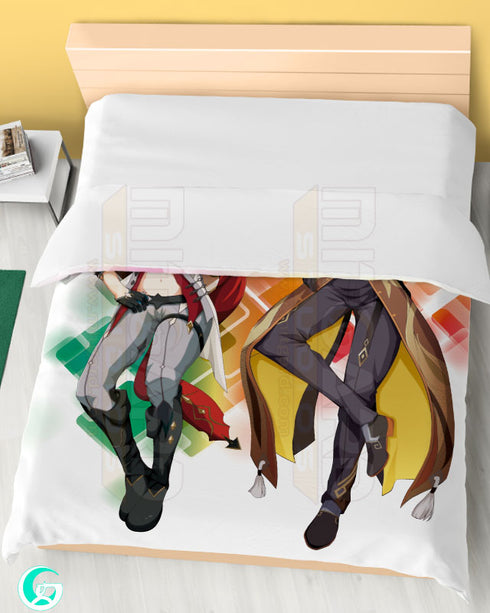Tartaglia and Zhongli Blanket or Duvet Cover